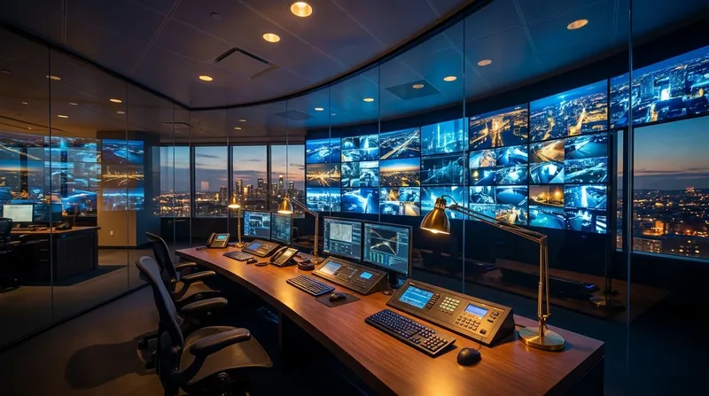 Security operations desk with a wall of camera monitors, How to Start a Security Company in Missouri